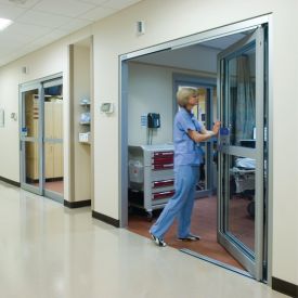 energy-efficient automatic doors in a hospital