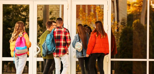 school entrance doors